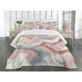 thumbnail image 2 of Ambesonne Pink Quilted Bedspread Set 3 Pcs, Swirls of Modern Marble Print, Queen Size, Dried Rose Blue Grey, 2 of 4
