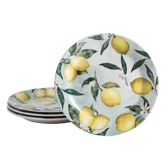 Bico Lemon Dreams Ceramic Salad Plates Set of 4, 8.75 Inch, Dishwasher Safe