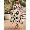 thumbnail image 2 of Womens Summer Dresses 2025 Casual Puff Short Sleeve V Neck Floral Boho Maxi Dress  S, 2 of 8
