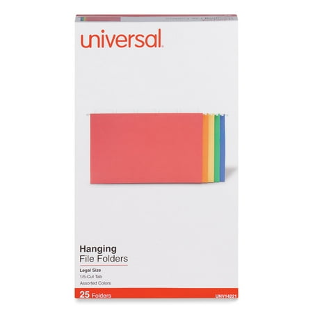 1/5-Cut Tab, Deluxe Bright Color Hanging File Folders - Legal Size, Assorted Colors (25/Box)