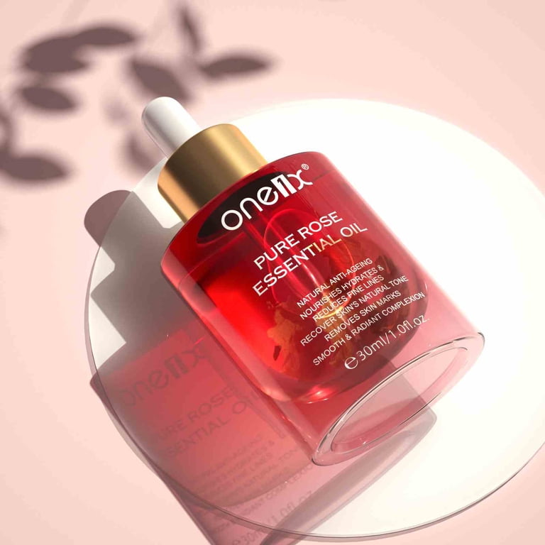 ONE1X Rose Essential Oil, Anti-Aging Serum for Dry Skin, Face Hair