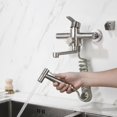 thumbnail image 3 of Wall Tap for Kitchen Tap Kitchen Wall Mounted with Spray Gun and 2 Water Jet Types 360° Rotatable Spout Short 18 cm Stainless Steel Kitchen Sink Tap Fitting, 3 of 5