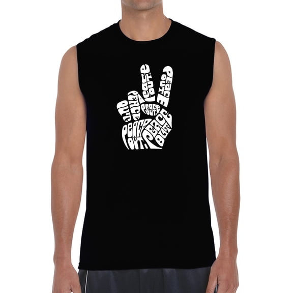 Men's Word Art Sleeveless T-shirt - Peace Out