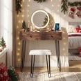 thumbnail image 4 of Patiojoy Vanity Desk Set Makeup Vanity Table with Removable Mirror Dressing Styling Table Rustic Brown, 4 of 9