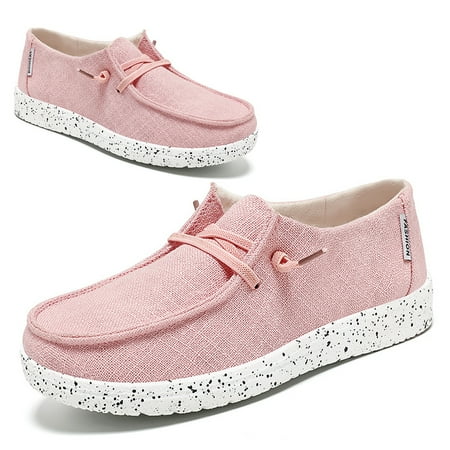 Women s Rhinestone Lace Up Loafers Shoes Comfortable Slip On Mesh Knit Walking Shoes Fashion Lightweight Sparkly Glitter Sneaker Pink