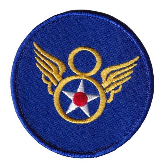 8th Air Force Patch Plastic Backing/Sew On, 3.5