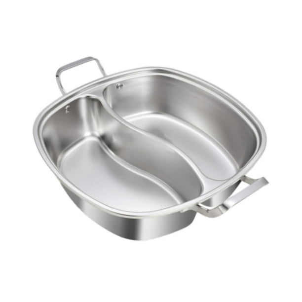 Olla caliente china de , olla caliente con divisor Shabu Shabu, olla caliente dividida, sartén para cocina, reunión familiar, fiesta, hogar Sin tapa