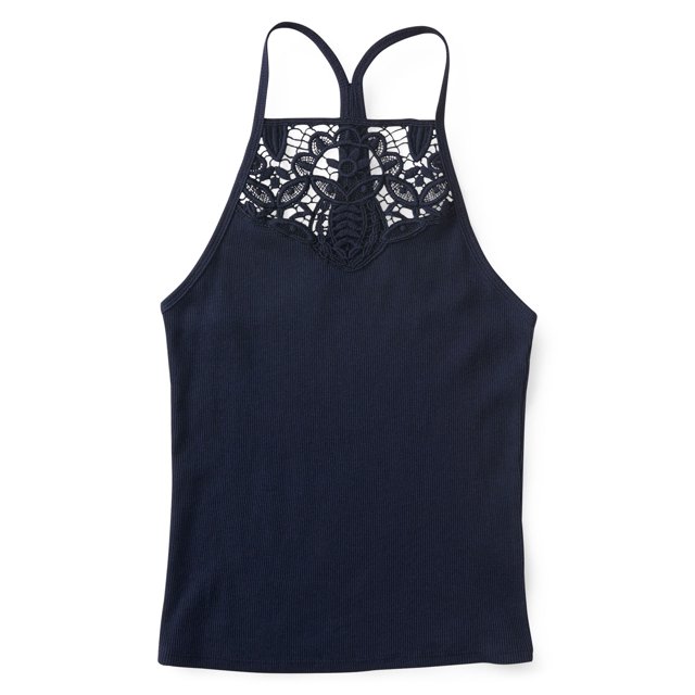 Aeropostale - Camiseta sin mangas con cuello alto para mujer, azul, pequeña Aeropostale Cami