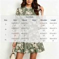 thumbnail image 3 of Fesfesfes Women's 3/4 Sleeve Ruffle Dress Round Neck Elastic Waist Tiered Mini Dress Casual Summer Work Vacation Abstract Print Short Dresses, 3 of 6