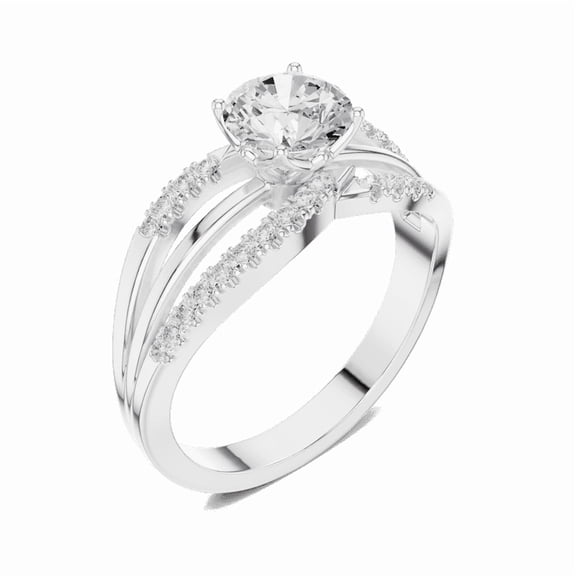 Zuwelria 1.06 Carat Wonderful Round Shape Moissanite Diamond Engagement Ring - Bridal Ring - Promise Ring | 18K White Gold Over Sterling Silver | D/VVS1 Size 5
