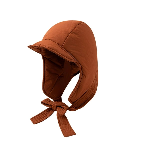 comerut Winter Warm Down Padded Hat Ultra-Thick Solid Color Outdoor Riding Windproof Thickened Ear Protector Hat