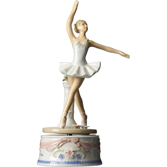 10623 Fine Porcelain Ballerina in White Dress Musical Figurine