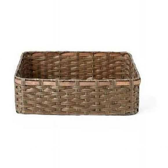 Baum 21A516T Rectangle Faux Wicker Storage Baskets with Woodstrip Edge, Tan - Set of 3