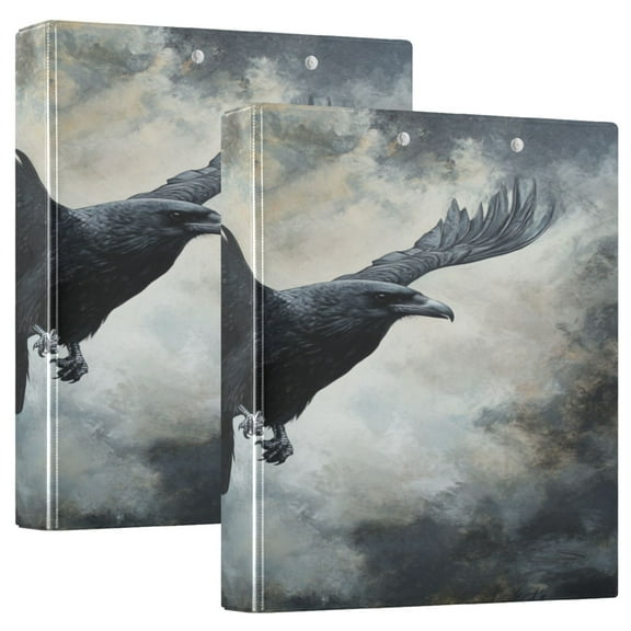 WOBOGO Black Bird File Folders Extra Large Capacity to Hold 200 Sheets of Documents Hard Shell Ring Binder for School Home Office