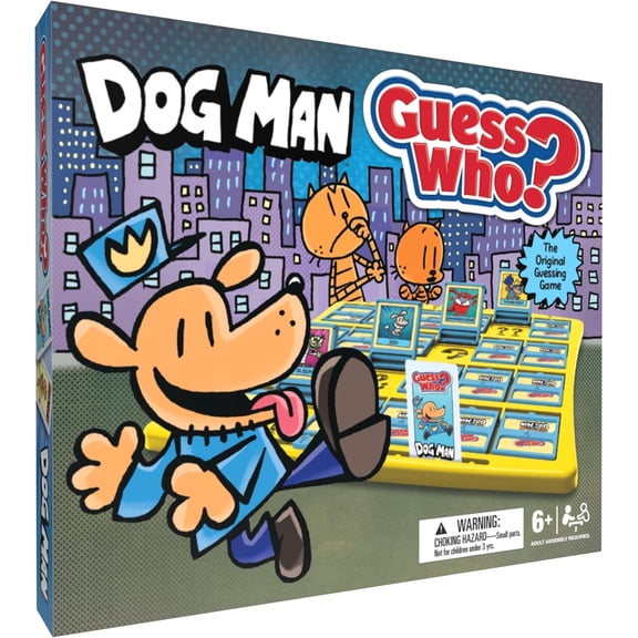 Guess WHO? Dogman Board Game, Featuring Lil’ Petey, Piggy and More, Family-Friendly Children's Mystery Game of Deduction, 2 Players, Officially Licensed Merchandise & Collectible