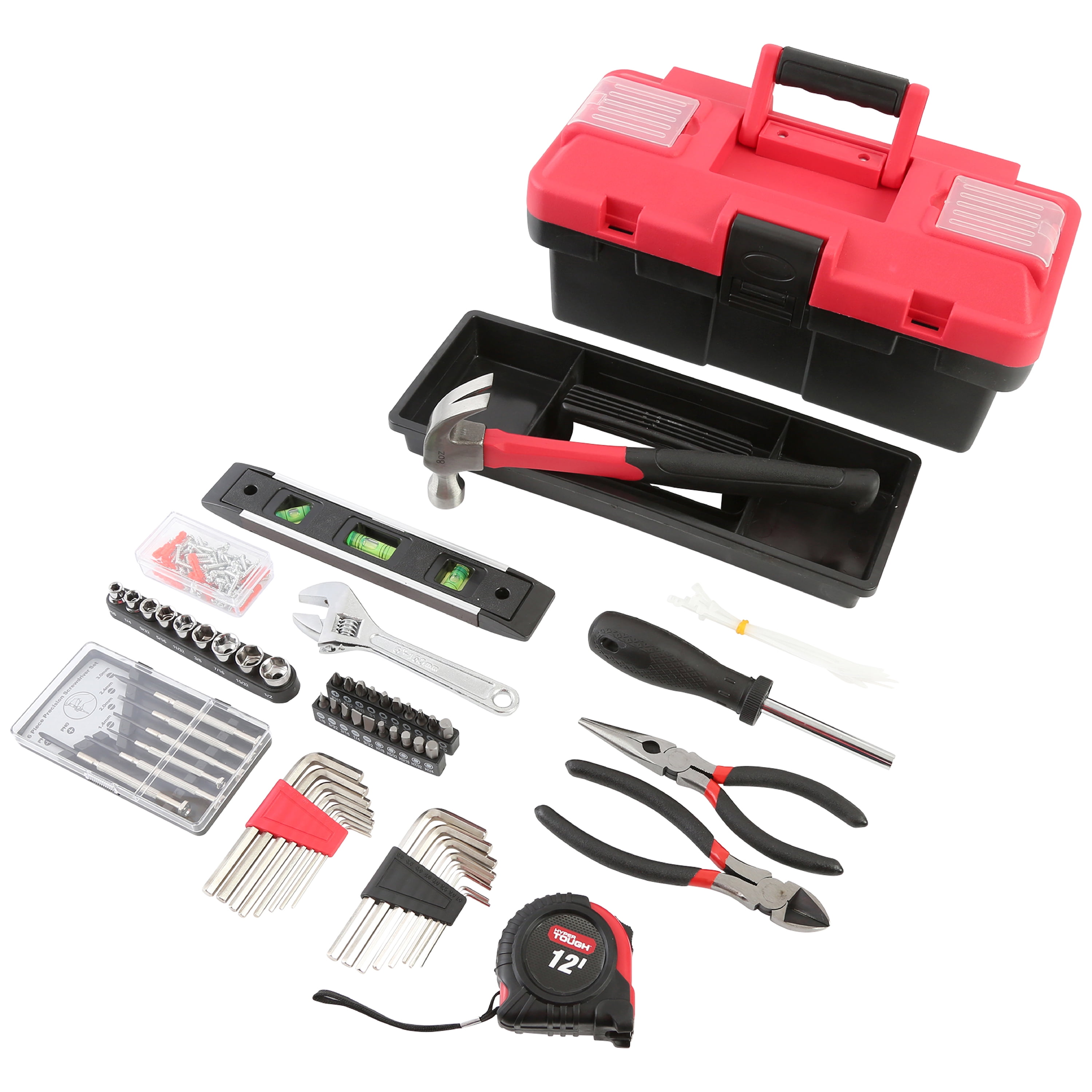 BeHappy 160 Piece Tool Set Home Repair Tool Set with Plastic Toolbox Storage Case General Household Hand Tool Kit for Home
