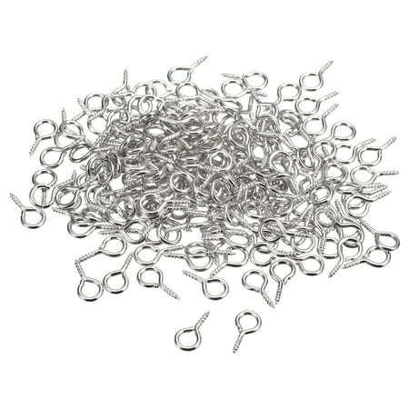 

500 Pack Small Screw Eye Hooks Mini Eyelets Screws 6.5x13x1.2mm Bright Silver