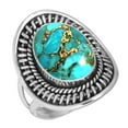thumbnail image 1 of 925 Silver Ring For Women - Girls Copper Blue Turquoise Stone Silver Ring Size 7.5 December Birthstone Simple Silver Ring Size 7.5 Gift For Women On Friendship Day 925 Silver Jewelry With Gemstone, 1 of 6