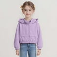 thumbnail image 4 of WhouRiu Big Girl's Jacket Lightweight Long Sleeve Hooded Zipper Jacket Child Solid Loose Athletic Outerwear Jackets Purple,Sized 13-14, 4 of 6