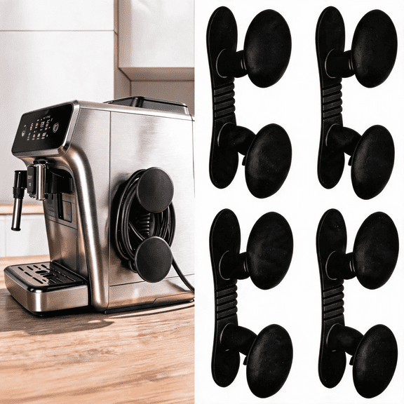 Cord Organizer for Appliances Stick On Cord Wrapper Black Adhesive Holder Hooks for Kitchen Air Fryer Coffee Maker Mixer 4 Pack