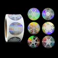 thumbnail image 2 of Woeilo 500 Pcs Holographic Snowflake Stickers Christmas Adhesive Stickers Round Label Stickers for Envelope Cookie Candy Box 2.5CM, 2 of 4