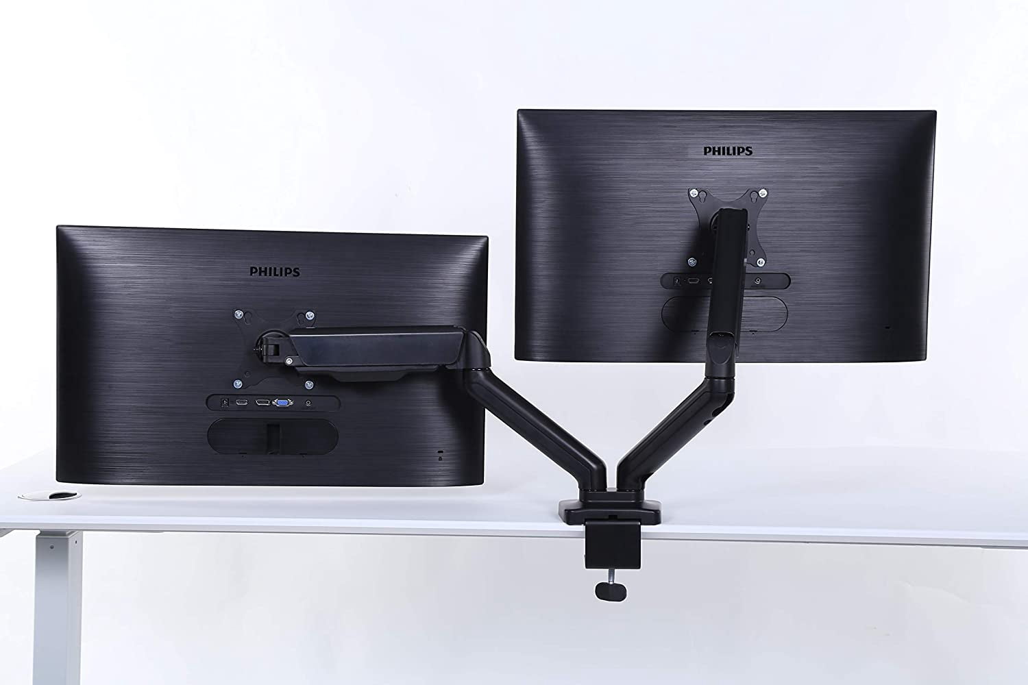 ApexDesk Dual Monitor Arm Desk Mount – Adjustable Height Gas Spring – VESA Mount with C Clamp & Mounting Base – Computer Monitor Stand for Screen up to 32 inch – Holds up to 20 lbs.