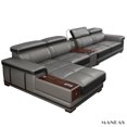 thumbnail image 1 of Elegant Living Room Sofas - MINGDIBAO Italian Genuine Leather Sectional Sofa Set with Adjustable Headrests and Bluetooth Speaker My Lux Decor Round, 1 of 8