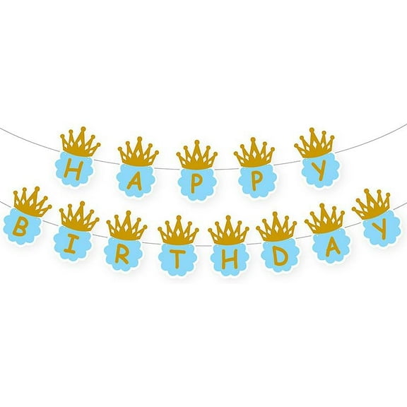Paper Flags Word Happy Birthday Streamer Hanging Banner for Party Home Decorations Light Sky Blue 3000mm