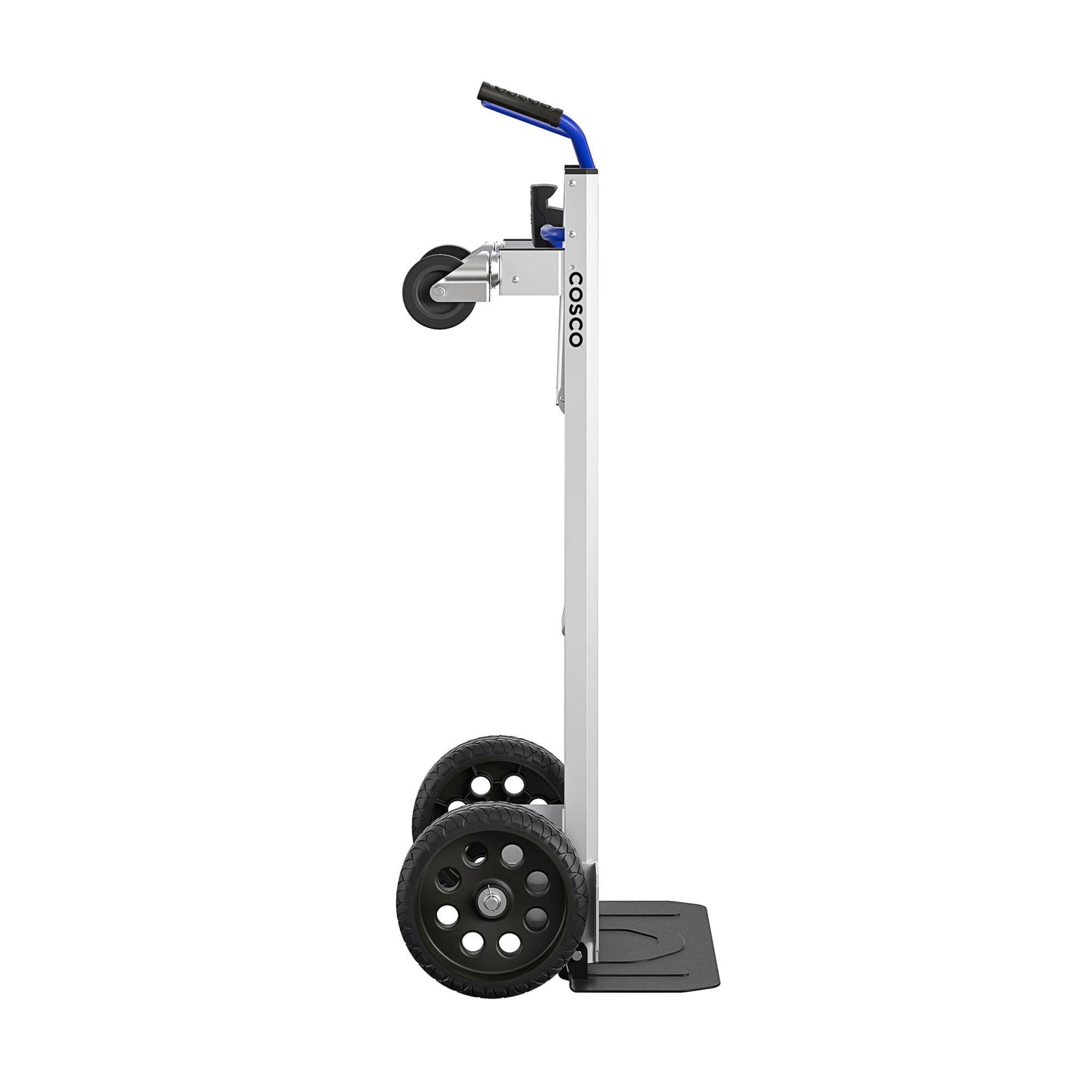 COSCO 3-in-1 Convertible Hand Truck with Folding Toe Plate and Flat-Free Wheels, Heavy-Duty Dolly with Aluminum/ Steel Frame, 800/1000 lb Capacity, Ideal for Moving Heavy Loads, Blue