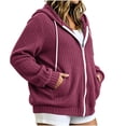 thumbnail image 3 of cocolona Womens Plus Size Knit Cardigan Oversized Long Sleeve Hooded Drawstring Jacket Solid Color Casual Zipper Fall Tops, 3 of 7