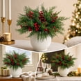 thumbnail image 4 of 2026 Christmas Home Party Decoration Artificial Cedar Sprigs With Red Berry Picks Faux Evergreens Pines Branches For Christmas Wreaths Holiday Mantel Vase Centerpiece Decor, 4 of 6