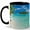 Black, variant on Tropical Island Coffee Mug, Clear Blue Ocean Beach Palm Tree Design, 11 oz Ceramic Cup