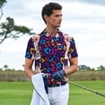 thumbnail image 3 of Rateoe Llama Alpaca Pattern Men's Short Sleeve Polo Shirts, Golf Polo Shirts Short Sleeve Performance Moisture Wicking Dry-Large, 3 of 6