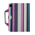 thumbnail image 3 of Stripe Handbag Case for Apple iPad Pro 12.9 Inch (5th/4th/3rd/2nd/1st Generation) - PU Leather/Fabric Composite Case Adjustable Stand Magnetic Handle Case with Auto Sleep Wake /Holder (Pink), 3 of 6