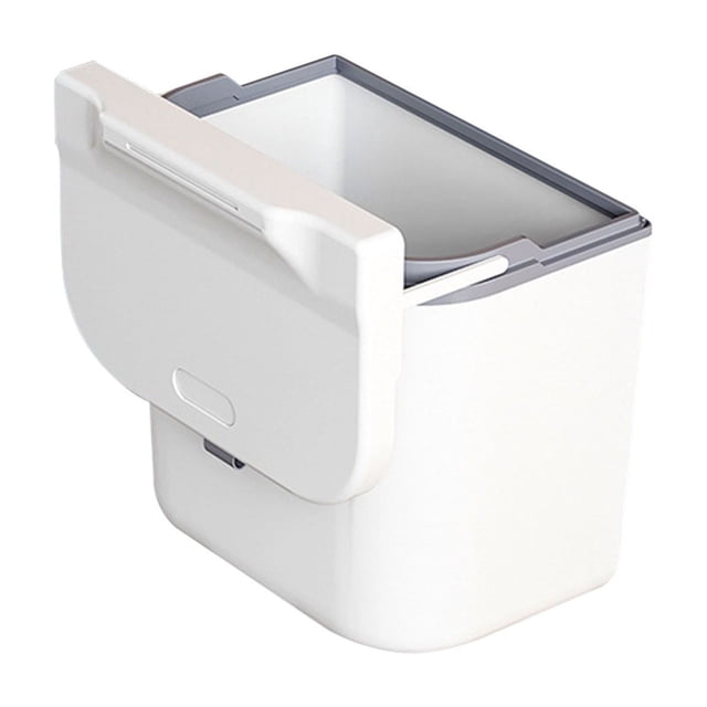 Kitchen Trash Can,9.45x6.3x9.45",Plastic Rectangular Garbage Bin, 9L Wall Mounted Trash Can White Large Capacity Saving Sturdy Hanging Garbage Can With Lid For Home Kitchen