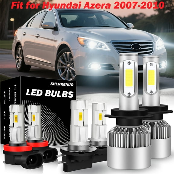 Compatible For Hyundai Azera 2007-2010 Led Headlights H7 H11B H11 Bulbs,Lighting 12000lm LED Bulbs Dual High Low Beam Headlights Fog light,6000K Xenon White Extremely Super Bright Replacement 6 Pcs