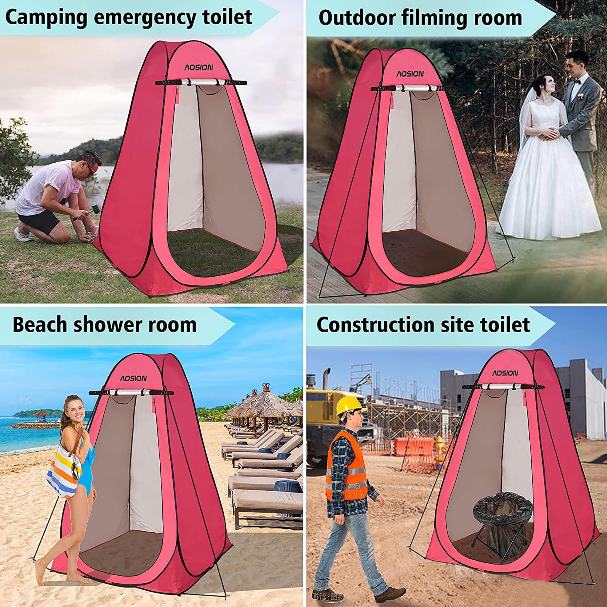 Pop Up Shower Camping Tent, Outdoor Privacy Camp Toilet Tent, Portable Dressing Room with Carrying Bag, Bath Bag for Camping, Hiking