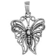 thumbnail image 1 of 1 3/8 inch Sterling Silver Filigree Butterfly Pendant for Women Diamond-Cut Oxidized finish NO Chain, 1 of 3