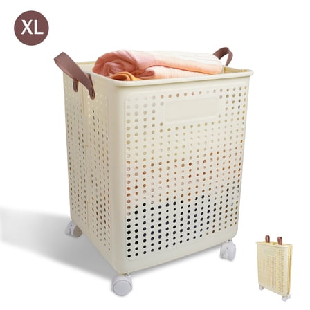 Koomade Large Foldable Wheeled Laundry Hamper with Handles and Ventilated Design