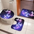 thumbnail image 5 of Purple Butterfly Bathroom Rugs Set Gradients Fantasy Shiny Non Slip Absorbent Soft Bath Mats 3 Piece Set with Bathroom Rug, U-Shaped Floor Mat, Toilet Seat Cover Large Size, 5 of 9