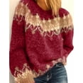 thumbnail image 3 of Fair Isle Sweaters for Women Retro Casual Crewneck Ugly Sweater Long Sleeve Fall Winter Knitted Pullover Sweater Alsol Lamesa, 3 of 3
