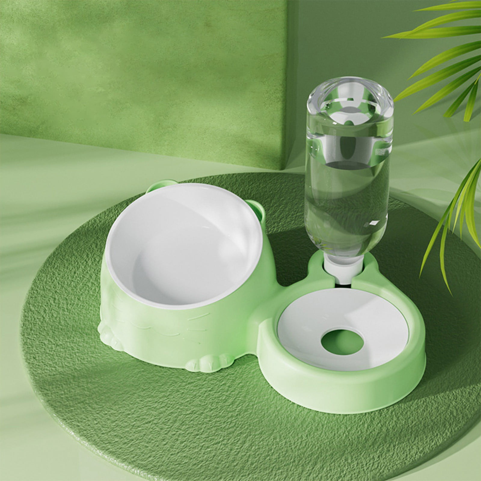 Automatic Pet Food And Water Bowl Set, Double Bowl Cat Dog Feeder With Ceramic Stainless Water Dispenser, Gravity Refill System, Non Slip Base, Anti Spill, Easy Clean Pet Feeding Station