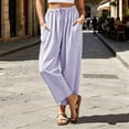 thumbnail image 2 of Htrmlpk Women Plus Size Wide-Leg Pants Elastic Waist Summer Athletic Workout Trousers Drawstring Full Length Active Pants with Pocket, 2 of 7