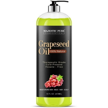 Majestic Pure Grapeseed Oil, Pure & Natural Massage And Carrier Oil, Light Silky Moisturizer for All Skin Types - 16 fl oz