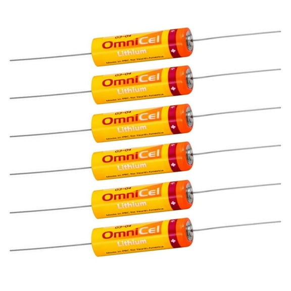 6x OmniCel ER14505 3.6V 2.4Ah AA Lithium Battery  Axial Pins Sensors Detectors