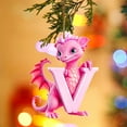thumbnail image 3 of Harliver Dragon Baby Christmas Hanging Ornaments, 26 Letters Dinosaur Dragon Christmas Ornaments, Cute Cartoon Decorative Car Interior Pendant Hanging Decorations (Pink), 3 of 5