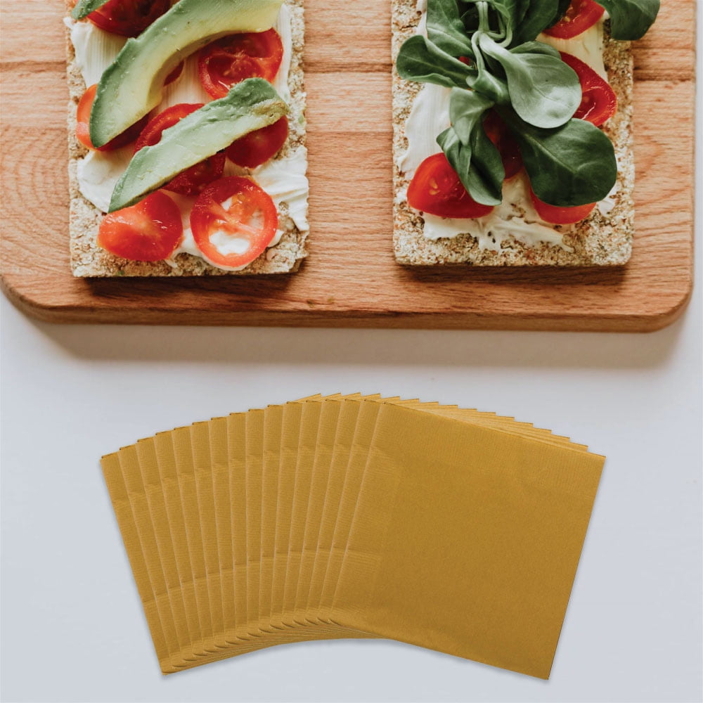 JAM Paper Bulk Medium Lunch Napkins, 6.5x6.5, Gold, 480/Box