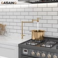 thumbnail image 3 of CASAINC Vintage Deck Mount Pot Filler Kitchen Faucet, with Folding Stretchable Double Joint Swing Arms in Brass Brushed Gold, 3 of 4