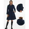 thumbnail image 2 of DARING DIVA Women's Single Breasted Belted Outerwear Coat with Pockets Dark Blue XS, 2 of 6