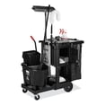 thumbnail image 5 of Rubbermaid Commercial Executive Janitor Cleaning Cart 3 Shelf - 8" , 4" Caster Size - x 21.8" Width x 46" Depth x 38" Height - Black - 1 Each, 5 of 9